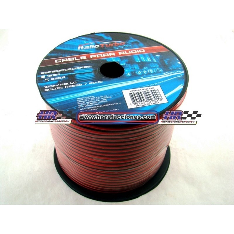 CABLE PLASTICO  BOCINAS METRO CALIBRE 22 BICOLOR PRECIO POR METRO CAL 22 07-10022B