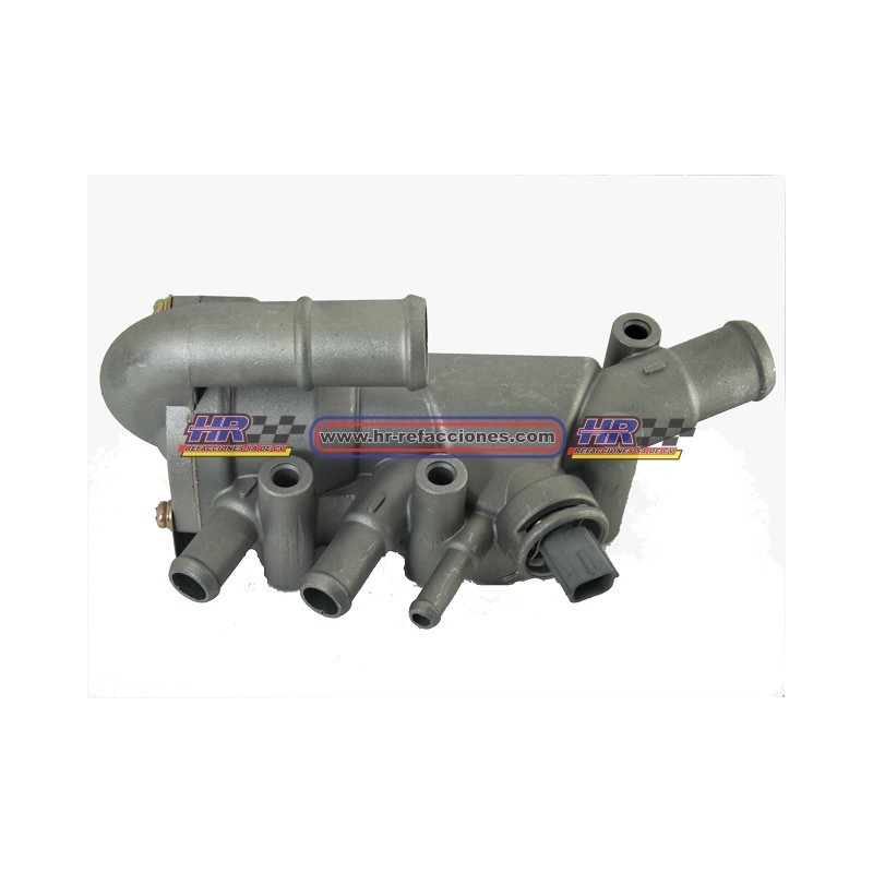 TOMA DE AGUA  FORD FIESTA COURIER CON TERMOSTATO Y BULBO METALICA CURVA ALACRAN XS6E-8A586-PU 2001-2007