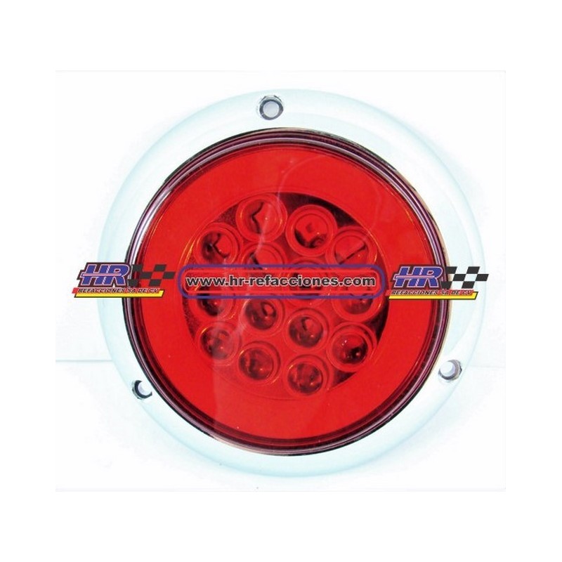 ACC LUZ  PLAFON REDONDO LED ATORNILLABLE ROJO 14 LED CONTORNO GEL 12/24V ALTA BAJA Y ESTROBO