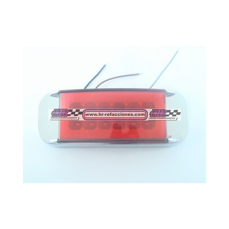 ACC LUZ  PLAFON RECTANGULAR ROJO LED CON CROMO Y GEL ALTA BAJA Y ESTROBO