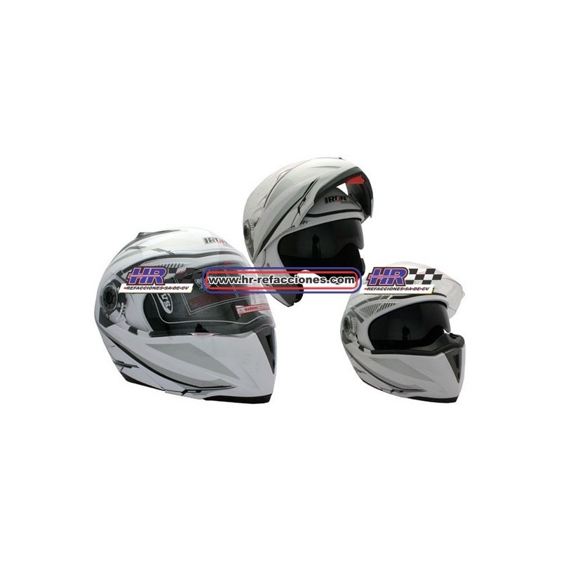 MOTOCICLETAS  CASCO ABATIBLE RACING DOBLE MICA BLANCO PERLA (M)