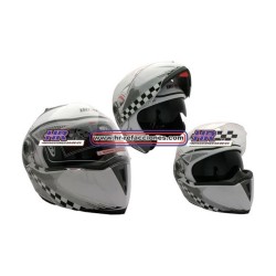 MOTOCICLETAS  CASCO ABATIBLE RACING DOBLE MICA BLANCO COMP  (M)