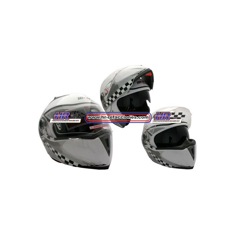 MOTOCICLETAS  CASCO ABATIBLE RACING DOBLE MICA BLANCO COMP  (M)