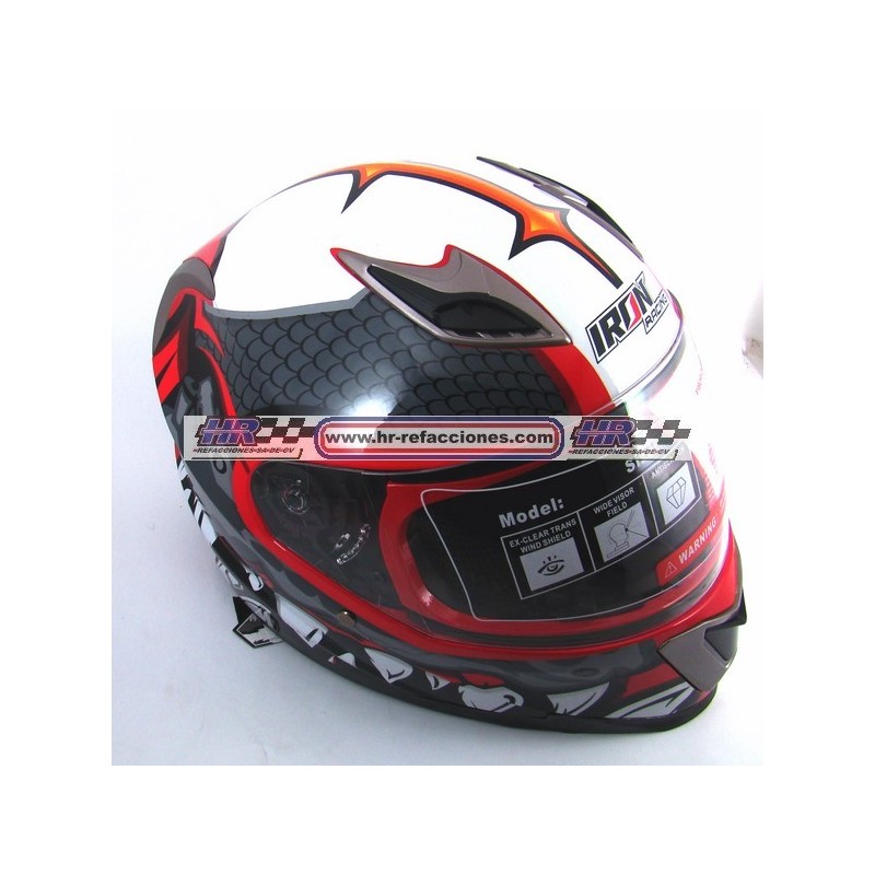 MOTOCICLETAS  CASCO CERRADO IRON RACING DOT IR-5051 DIENTE ROJO DIF TALLAS