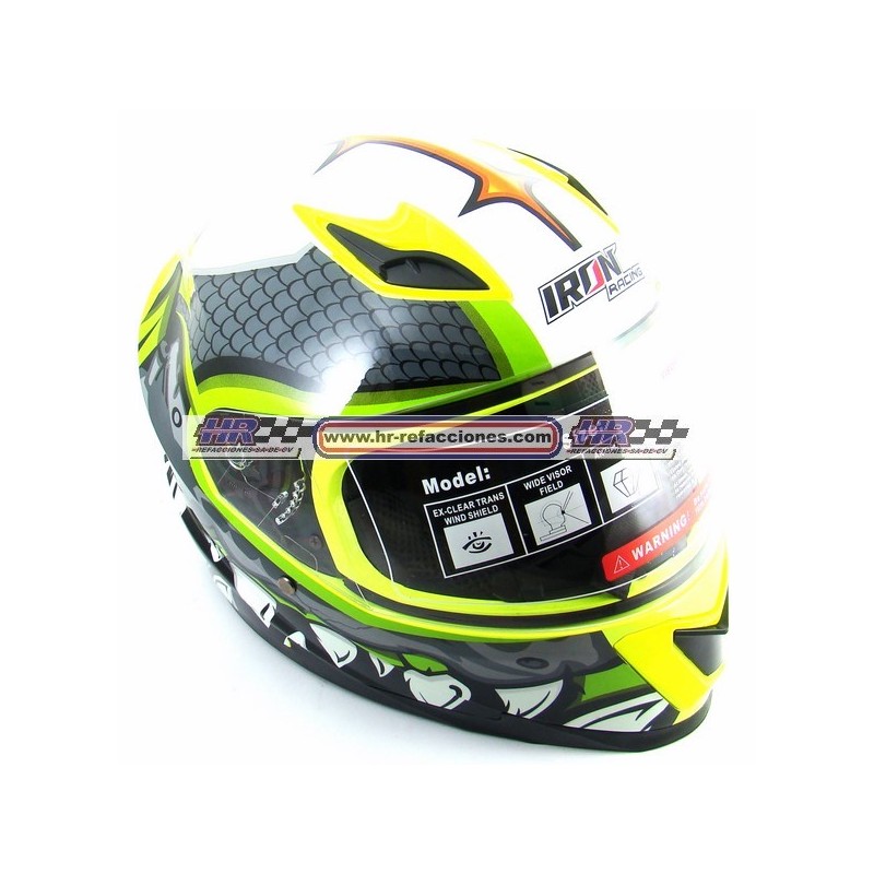 MOTOCICLETAS  CASCO CERRADO IRON RACING DOT IR-5051 DIENTE VERDE DIF TALLAS