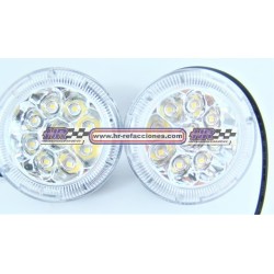 MOTOCICLETAS  FARO AUXILIAR LED 9 LED ALTA BAJA Y ESTROBO CON CUARTO RGB CARCASA ABS JUEGO 65MM