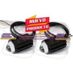 MOTOCICLETAS  FARO DE LED LUZ TIPO LASER 12/80V  (( JUEGO )) DUAL BALNCO / AMBAR 5 FUNCIONES