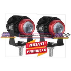 MOTOCICLETAS  FARO LED TIPO LUZ LASER BLANCO AMBAR (( JUEGO )) CARCAZA ALUMINIO