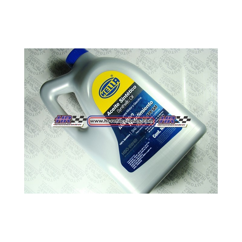 QUIMICOS ACEITE  MOTOR 946 ML HELLA SINTETICO HSO-5W40  GARRAFA 5 LITROS