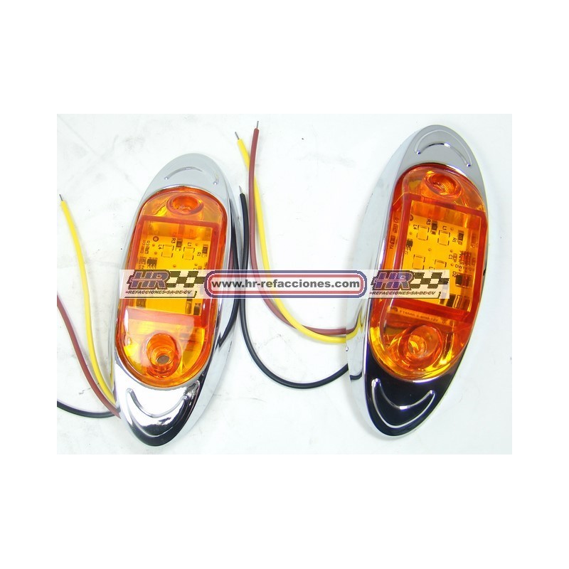 ACC LUZ  PLAFON LATERAL  4 LED AMBAR (( JUEGO ))  CROMADO ESTROBO Y FIJO