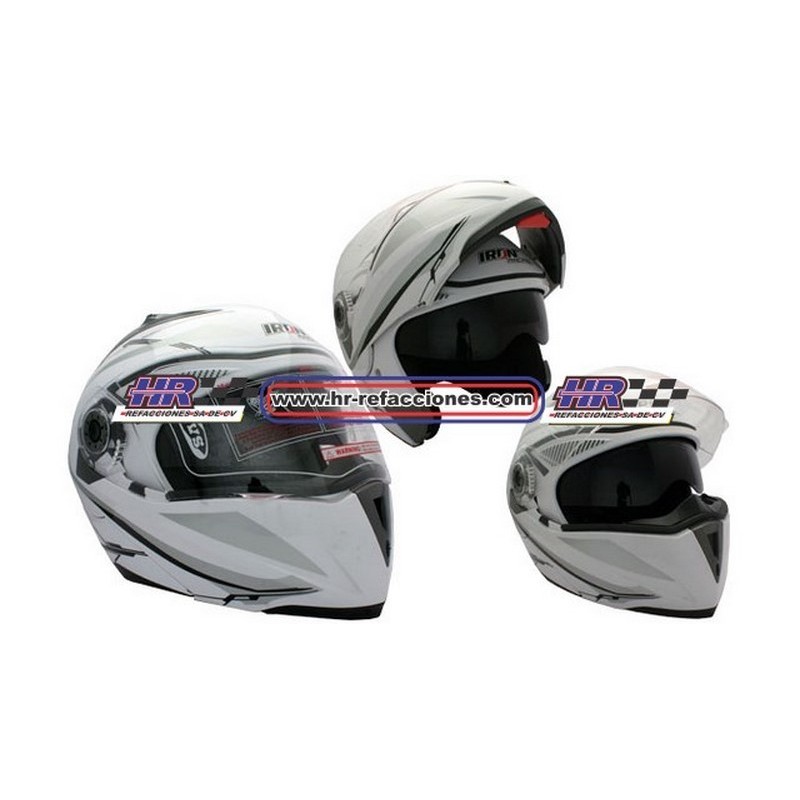 MOTOCICLETAS  CASCO ABATIBLE RACING DOBLE MICA BLANCO PERLA (M)