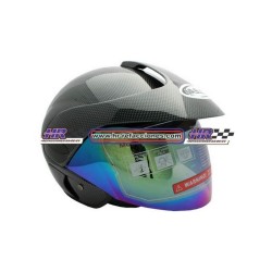 MOTOCICLETAS  CASCO 3/4 FIBRA CARBON MSD