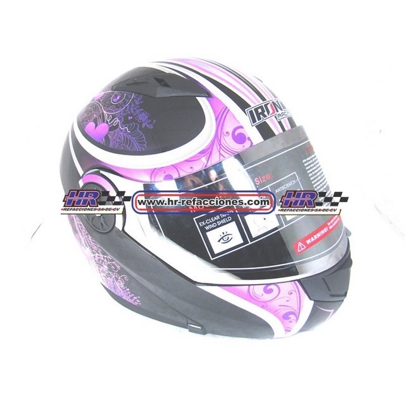 MOTOCICLETAS  CASCO ABATIBLE DOBLE MICA IRON RACING DOT VIOLETA