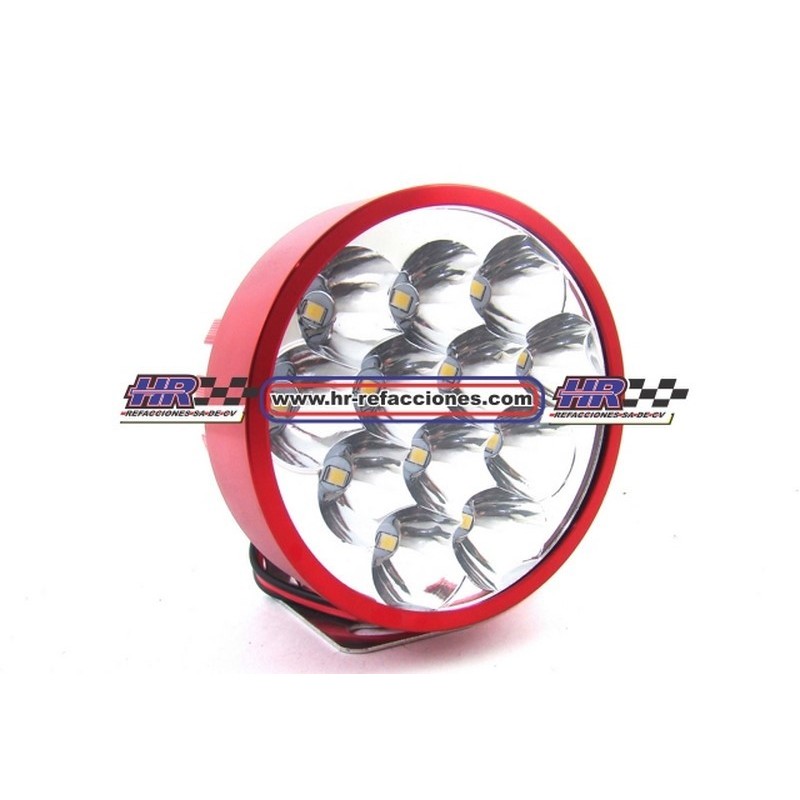 MOTOCICLETAS  FARO AUXILIAR LED REDONDO HIPERLED PIEZA 12 LEDS FIJO SIN FUNCIONES 95MM