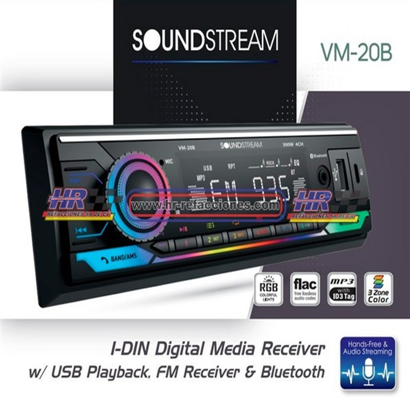 ESTEREO SOUNSTREAM VM-20B 1 DIN USB PLAYBACK BLUETOOT