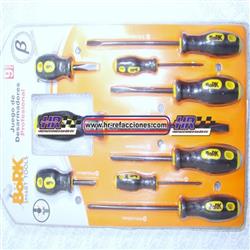 DESARMADOR 6 PZAS MANGO DE GOMA                                                   BDP-7009