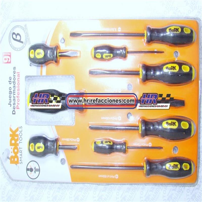 DESARMADOR 6 PZAS MANGO DE GOMA                                                   BDP-7009