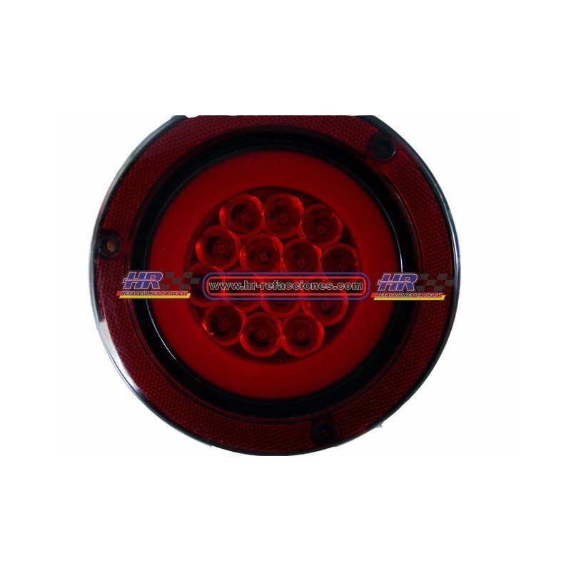 ACC LUZ  PLAFON REDONDO LED ATORNILLABLE ROJO 14 LED CONTORNO GEL 12/24V ALTA BAJA Y ESTROBO