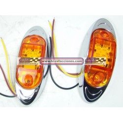 ACC LUZ  PLAFON LATERAL  4 LED AMBAR (( JUEGO ))  CROMADO ESTROBO Y FIJO