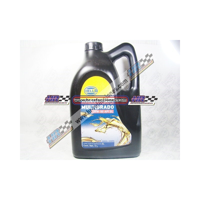 QUIMICOS ACEITE  MOTOR GALON HELLA MULTIGRADO 20W50 GARRAFA 5 LTS