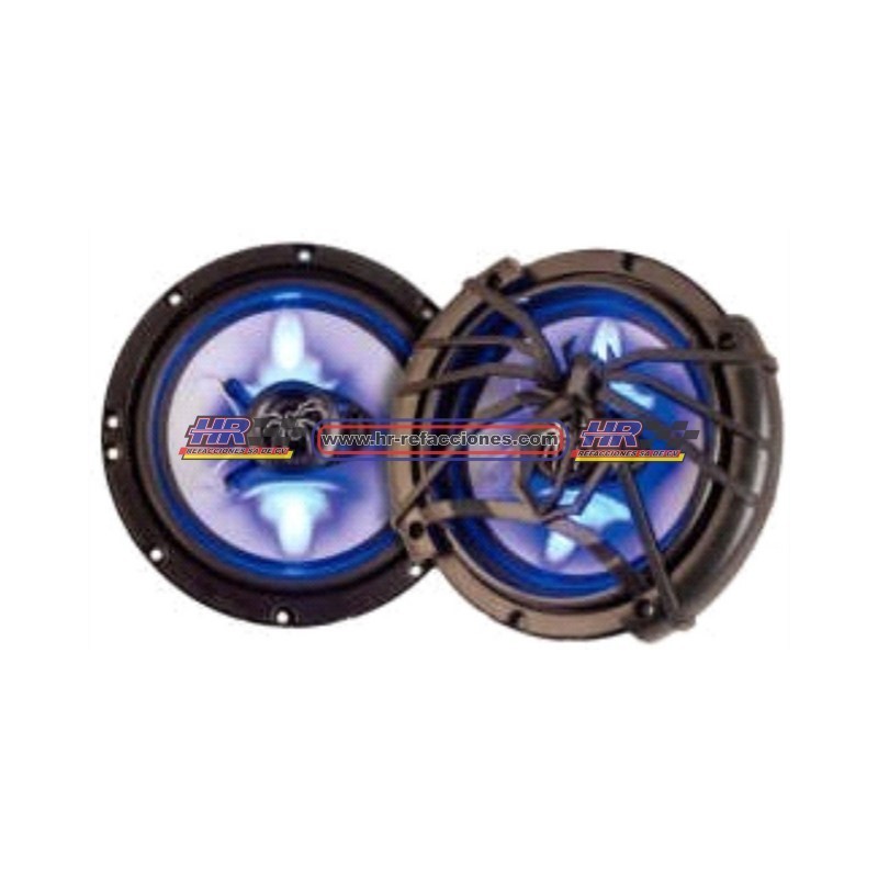 ACC BOCINA AUDIO  6 1/2 SOUNDSTREAM Bocina 6 5” Cono Plata con Barniz de Alta densidad Y LED azul, Canasta d