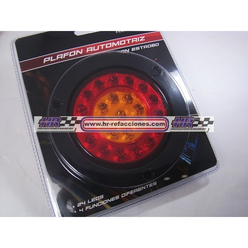 ACC LUZ  PLAFON REDONDO LED ATORNILLABLE ROJO 24 LED CON FUNCIONES FLOR CONTORNO NEGRO