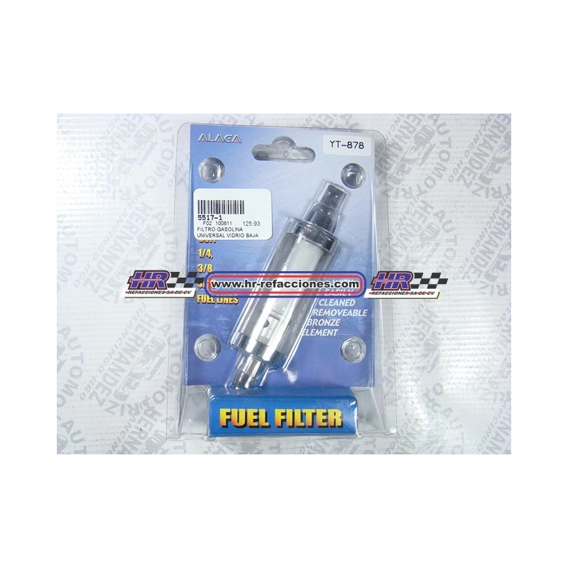 MOTOCICLETAS  FILTRO GASOLINA UNIVERSAL TRANSPARENTE METALICO