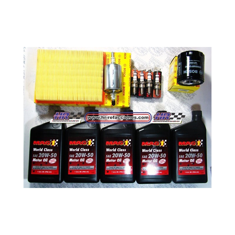 QUIMICOS  KIT AFINACION CHEVY 95-99 C2 ( FILTRO ACEITE AIRE Y GAS BUJIAS BOSCH ) Y 5 LTS ACEITE 20/5