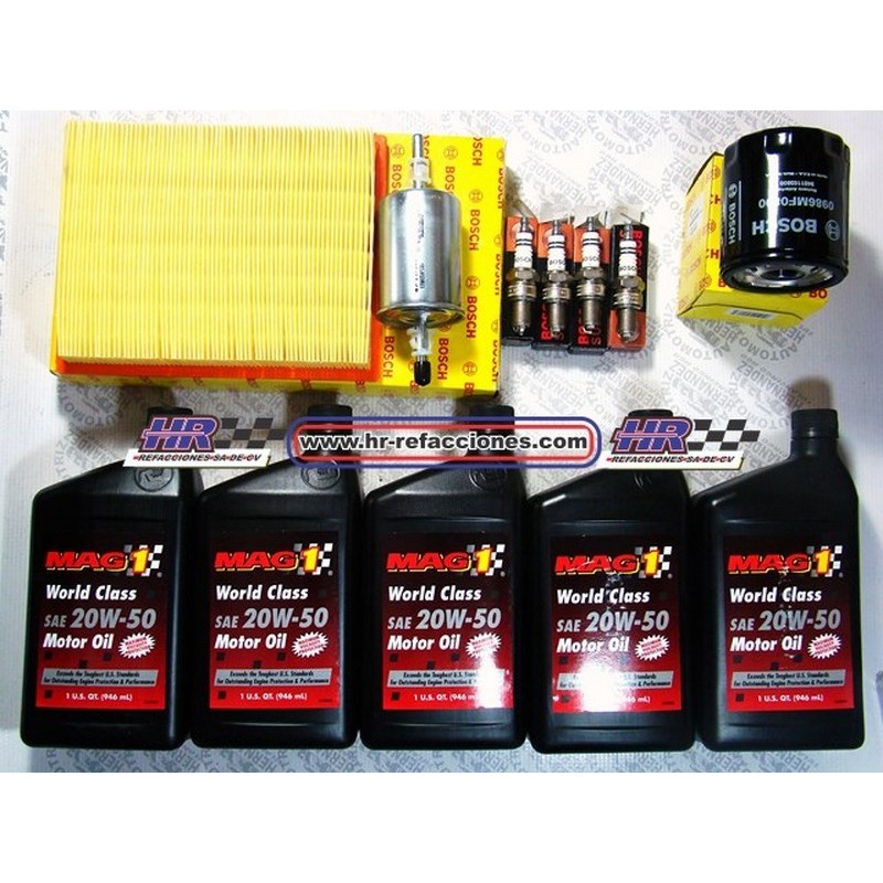 QUIMICOS  KIT AFINACION CHEVY 95-99 C2 ( FILTRO ACEITE AIRE Y GAS BUJIAS BOSCH ) Y 5 LTS ACEITE 20/5