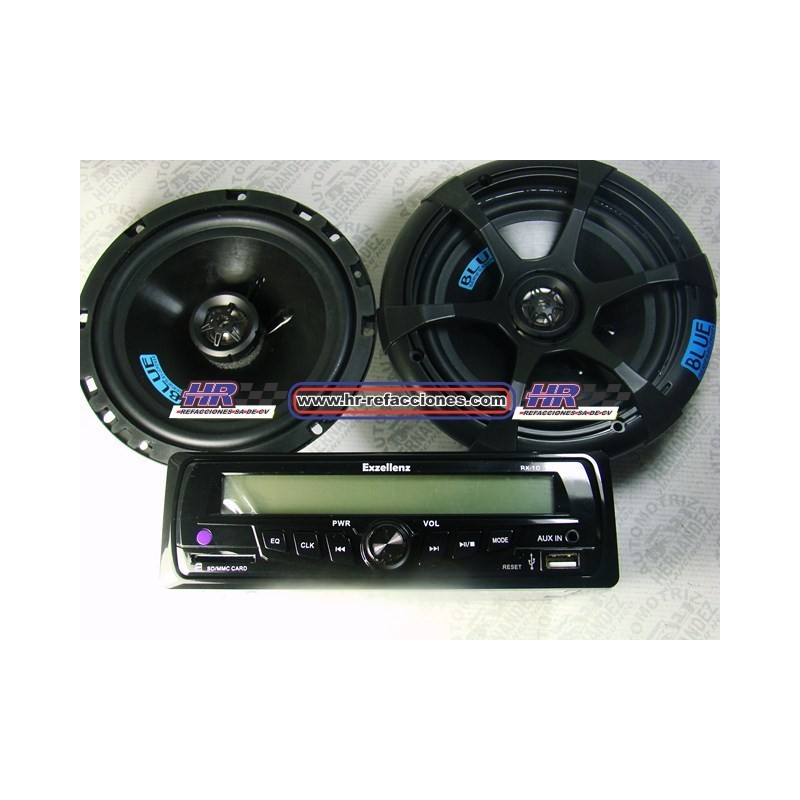 ACC AUTOESTEREO  ESTEREO CON BOCINAS 6 1/2 HF PK120UB USB BLUETOTOOH CARATULA DESMONTABLE TARJETA SD 50 WAT