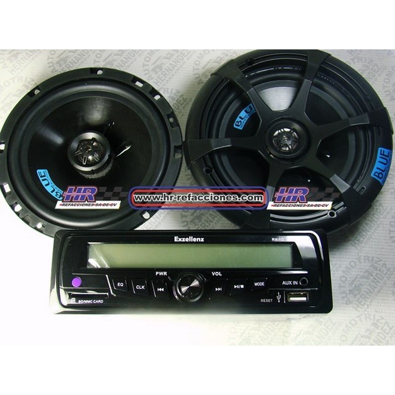 ACC AUTOESTEREO  ESTEREO CON BOCINAS 6 1/2 HF PK120UB USB BLUETOTOOH CARATULA DESMONTABLE TARJETA SD 50 WAT