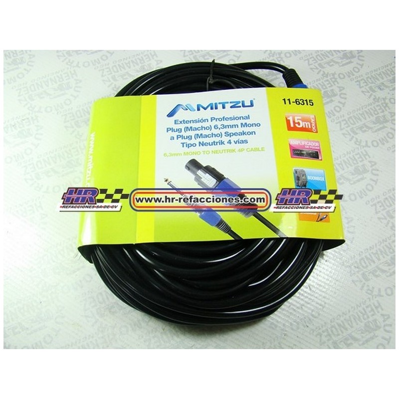 ACC CABLE  CABLE EXTENCION PARA BAFLE PLUG MACHO A PLUG MACHO 15 MTS 11-6315