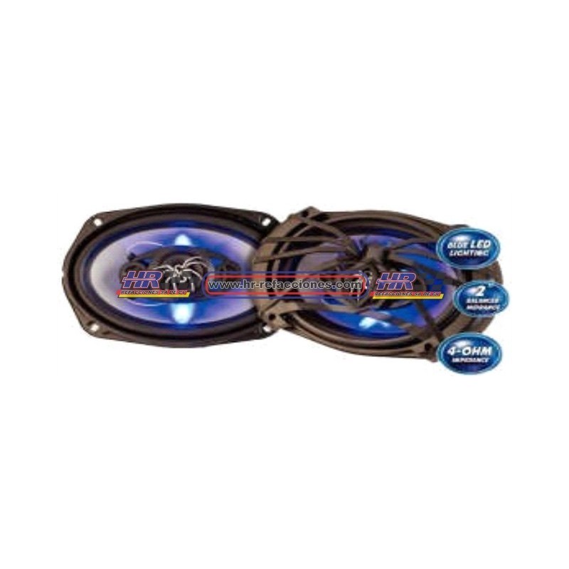 ACC BOCINA AUDIO  6 X 9 SOUNDSTREAM Bocina 6 X9 Cono Plata con Barniz de Alta densidad IMPP y LED azul, Cana