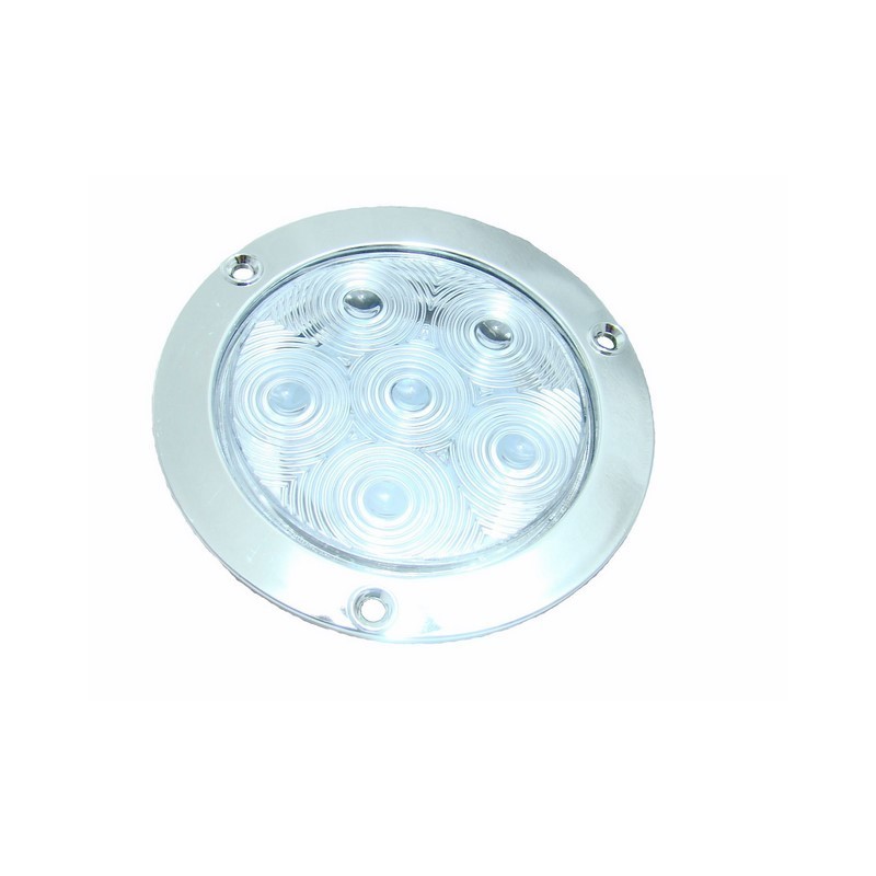 ACC LUZ  PLAFON REDONDO LED ATORNILLABLE BLANCO  6 LED CUARTO Y STOP 12-24V CON ESTROBO CONTORNO NE