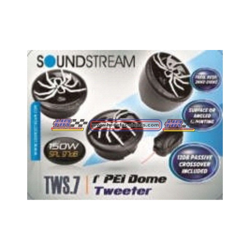 ACC BOCINA AUDIO  TWEETER  SOUNDSTREAM 1” con par de Crossover Pasivo a 12DB , Respuesta de Frecuencia 2Khz-