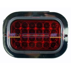 ACC LUZ  PLAFON RECTANGULAR 24 LED CON CONTORO GEL 12/24V FIJO Y ESTROBO CONTRONO CROMADO ROJO