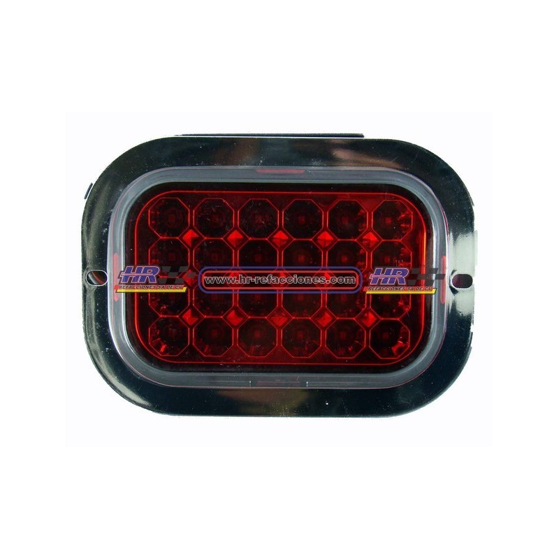 ACC LUZ  PLAFON RECTANGULAR 24 LED CON CONTORO GEL 12/24V FIJO Y ESTROBO CONTRONO CROMADO ROJO