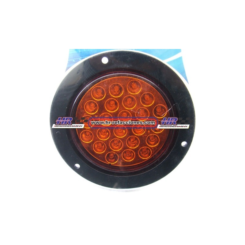 ACC LUZ  PLAFON REDONDO LED ATORNILLABLE AMBAR 24 LED CUARTO Y STOP CONTORNO NEGRO