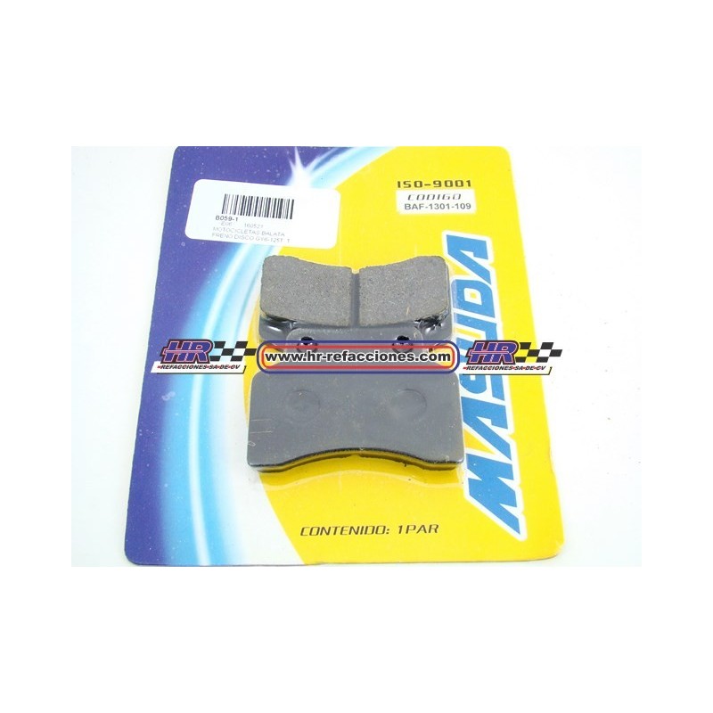 MOTOCICLETAS  BALATA FRENO DISCO GY6-125T  TRITON ZIP-90 1301-109 MASUDA