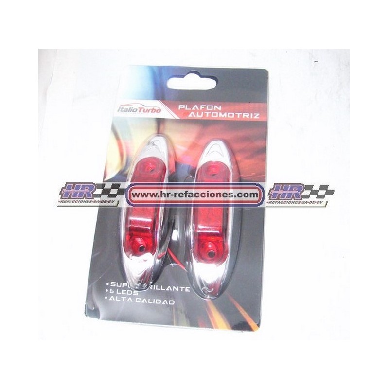 ACC LUZ  PLAFON LATERAL  6 LED CROMADO ROJO 16 LED JUEGO