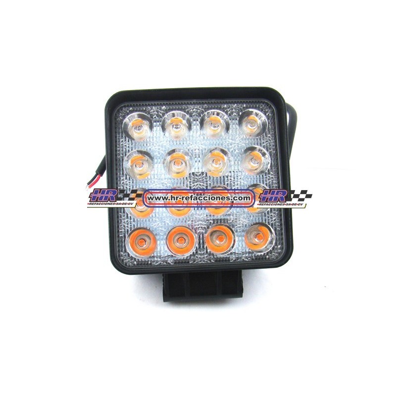 ACC FARO  FARO LEDS CUADRADO HIPERLED 16 LEDS  BLANCO (( JUEGO )) CON ESTROBO Y FIJO 12 Y 24 V