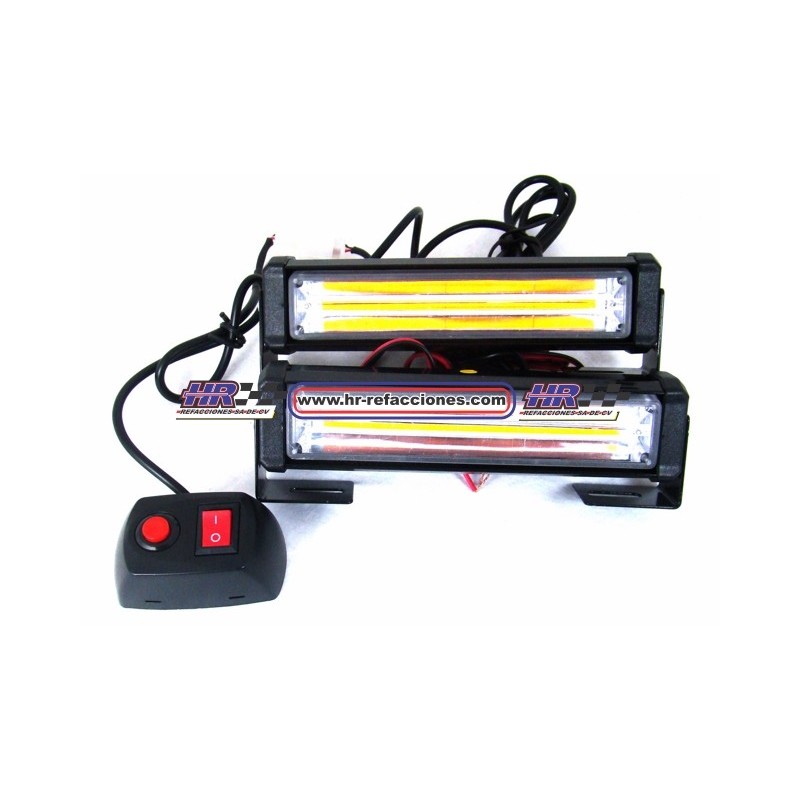 ACC LUZ LED  ESTROBO AZUL ROJO VARIAS FUNCIONES CON CONTROL 2 PZAS 16 CM