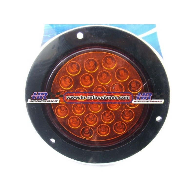 ACC LUZ  PLAFON REDONDO LED ATORNILLABLE AMBAR 24 LED CUARTO Y STOP CONTORNO NEGRO