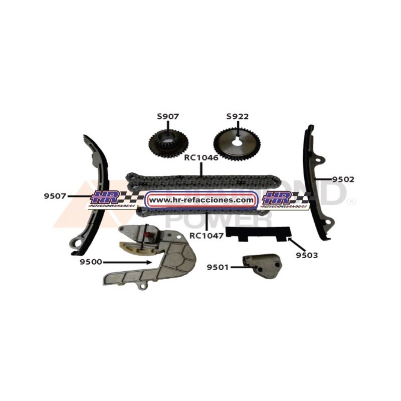 KIT DE DISTRIBUCION  NISSAN 2 5L L4 DOHC 16V XTRAIL 01-06 ALTIMA 02-06 SENTRA 02-06 S/R 02-06 S/ENG ADM