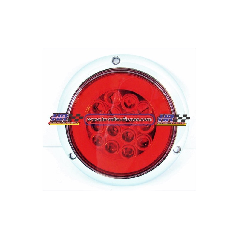 ACC LUZ  PLAFON REDONDO LED ATORNILLABLE ROJO 14 LED CONTORNO GEL 12/24V ALTA BAJA Y ESTROBO