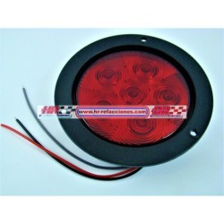 ACC LUZ  PLAFON REDONDO LED ATORNILLABLE ROJO  6 LED CUARTO Y STOP 12-24V CON ESTROBO CONTORNO NEGR