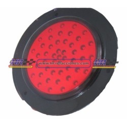 ACC LUZ  PLAFON REDONDO LED ATORNILLABLE ROJO 44 LED C/FUNCIONES CONTORNO NEGRO ULTRA DELGADO