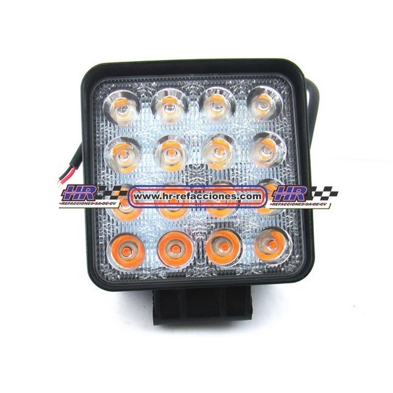 ACC FARO  FARO LEDS CUADRADO HIPERLED 16 LEDS  BLANCO (( JUEGO )) CON ESTROBO Y FIJO 12 Y 24 V